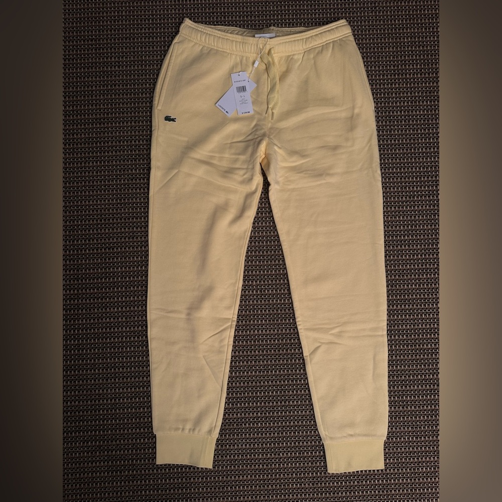 Lacoste Yellow Sweatpants with Elastic Cuffs